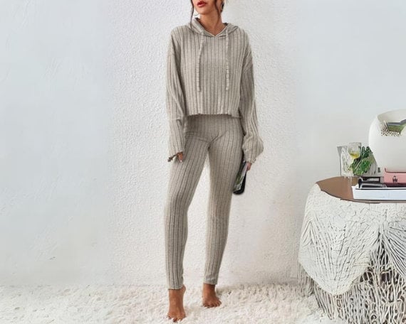 2 piece cozy set Outfits, Women Knitted Loungewear Set, Matching Jogger set, Matching Lounge Set, Sport Casual Set, Chunky Knitted Tracksuit