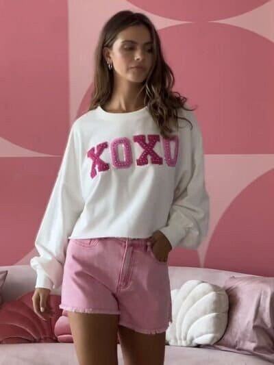 XOXO Puff Sweatshirt, Valentine's Day Puff Print Sweatshirt, Custom Embossed Valentine's Day Shirt, Valentines Day Gift, XOXO Embossed